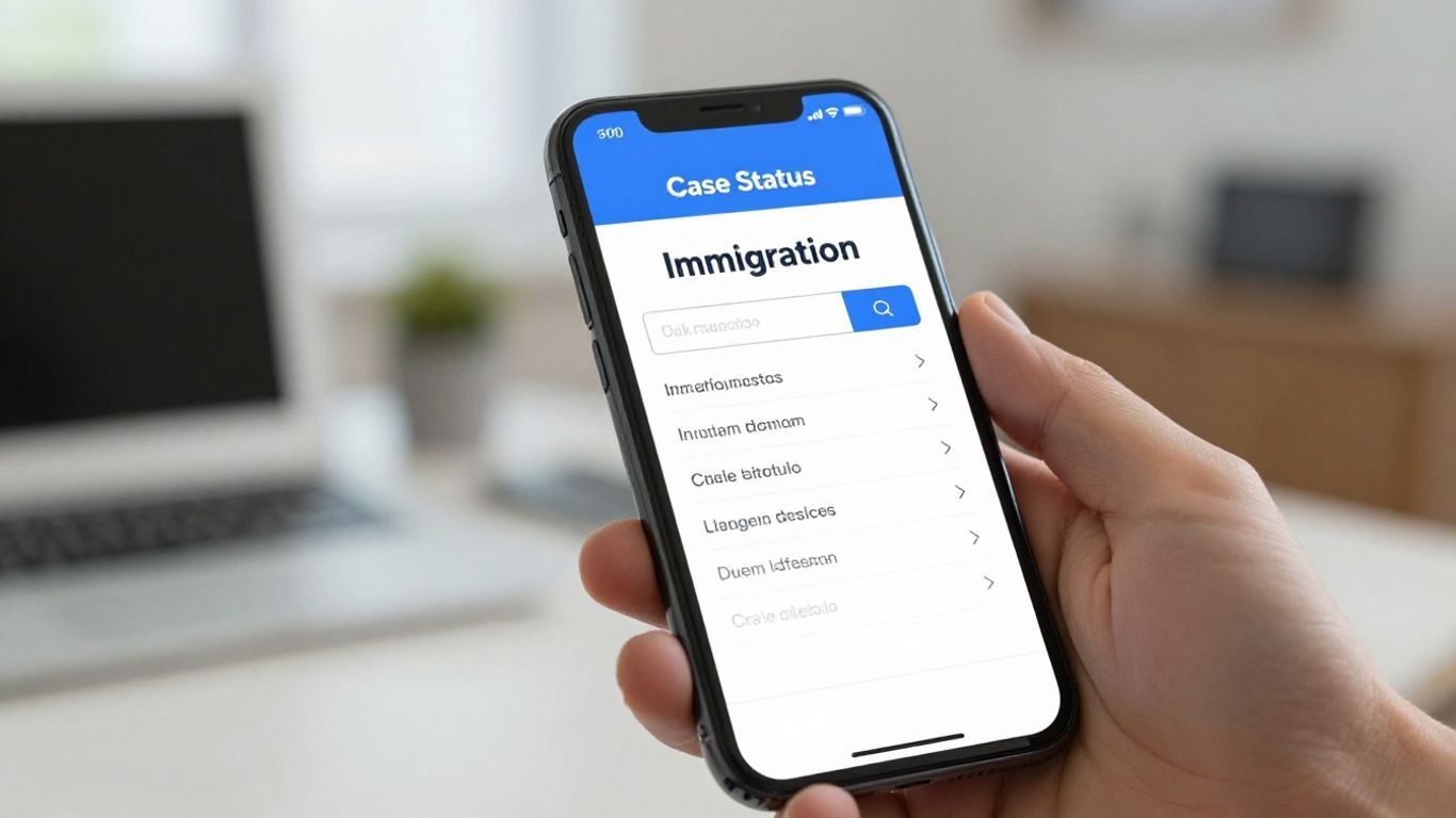 Immigration case status check on a smartphone.
