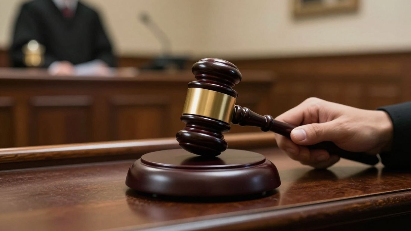 Gavel in a courtroom during an immigration hearing.