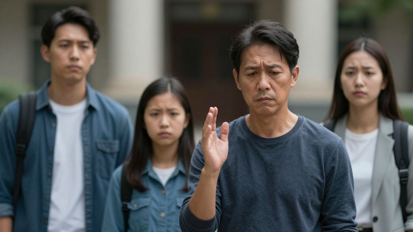 Family members showing concern for a detained loved one.